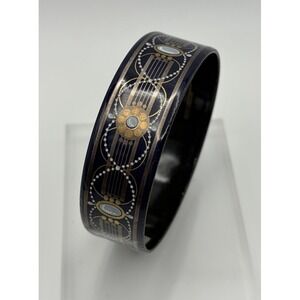 Michaela Frey Wide Enamel Bangle Bracelet, Made in Austria 1970s Vintage Jewelry